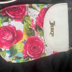 Juicy Couture Pink and White Crossbody Bag with Floral Design